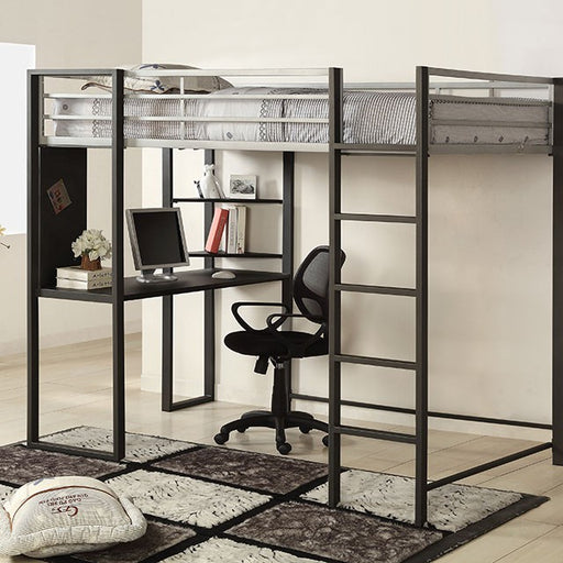 Sherman Silver/Gun Metal Full & Queen Bed w/ Workstation - U&U Home Budget Furniture (Carteret, NJ)