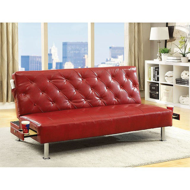 Farel Futon Sofa Red & White - U&U Home Budget Furniture (Carteret, NJ)