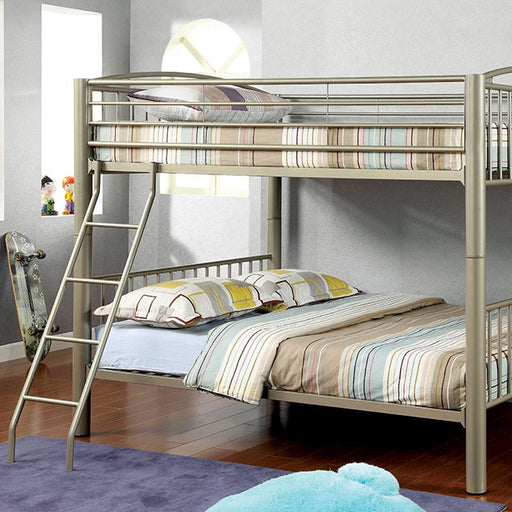 Lovia Metallic Gold Full/Full Bunk Bed - U&U Home Budget Furniture (Carteret, NJ)