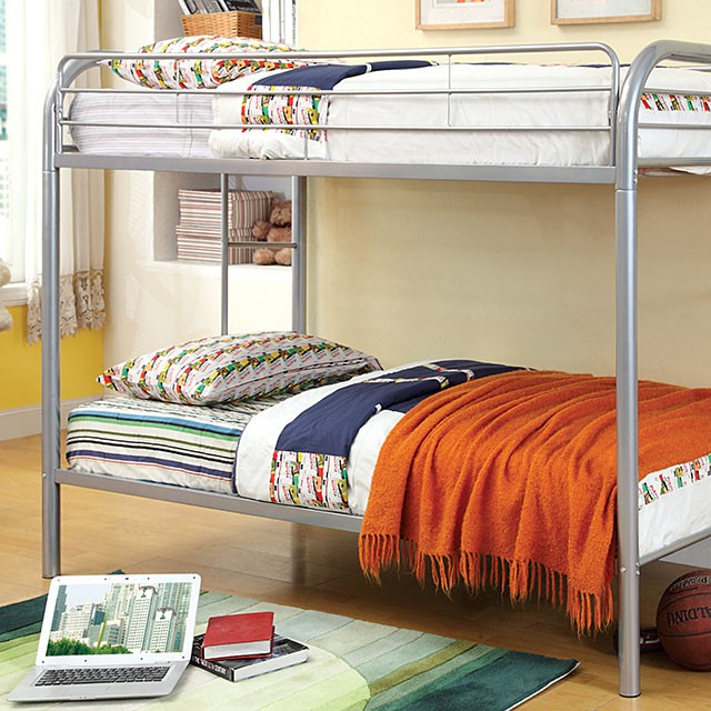 Rainbow Twin/Twin Bunk Bed Black, Silver, & White - U&U Home Budget Furniture (Carteret, NJ)