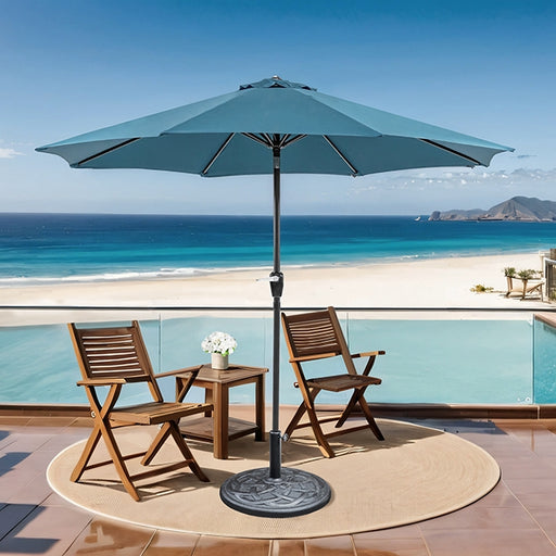 Soli 9' Outdoor Umbrella w/ Auto Tilt + 21" Round Base - U&U Home Budget Furniture (Carteret, NJ)