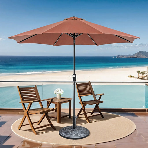 Soli 9' Outdoor Umbrella w/ Auto Tilt + 21" Round Base - U&U Home Budget Furniture (Carteret, NJ)