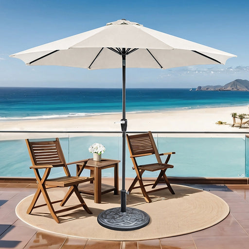 Soli 9' Outdoor Umbrella w/ Auto Tilt + 21" Round Base - U&U Home Budget Furniture (Carteret, NJ)