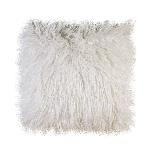 Sheri White 20" X 20" Pillow, Shaggy White (2/CTN) - U&U Home Budget Furniture (Carteret, NJ)