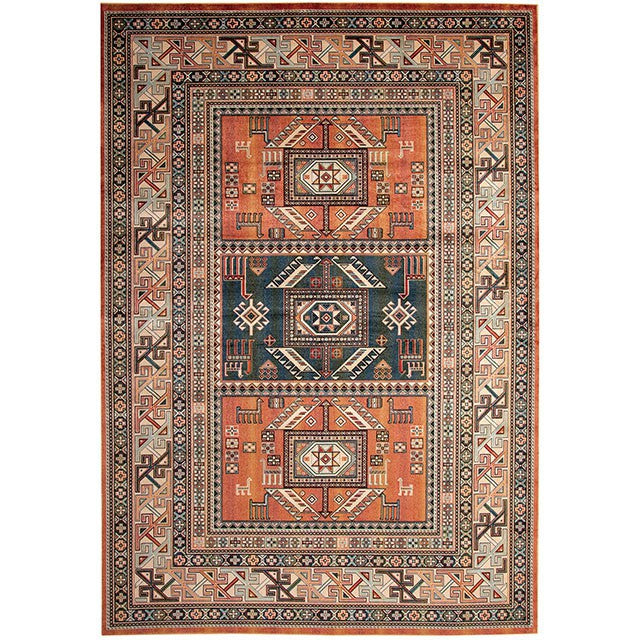 Mortsel Orange/Multi 5'3" X 7'6" Area Rug - U&U Home Budget Furniture (Carteret, NJ)
