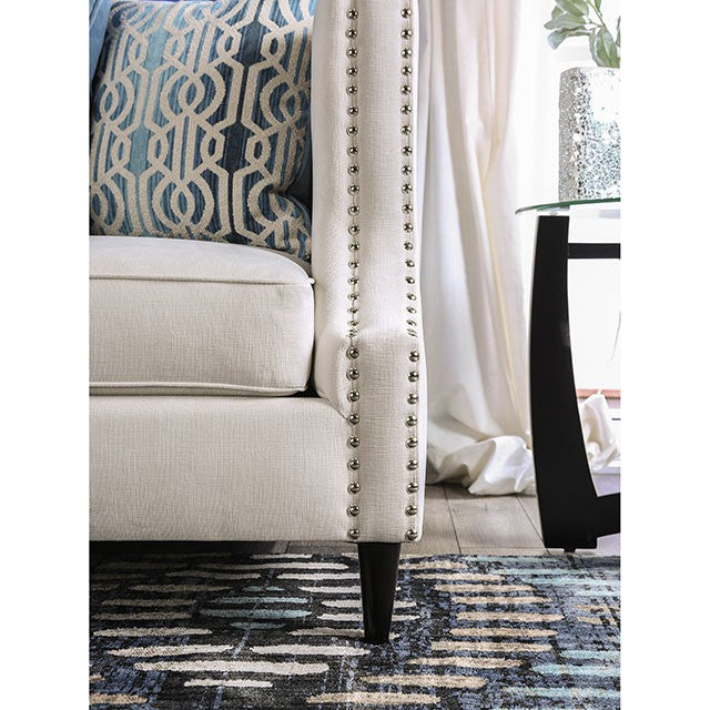 Tegan Beige/Light Blue Love Seat - U&U Home Budget Furniture (Carteret, NJ)