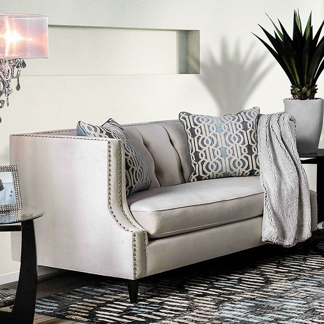 Tegan Beige/Light Blue Love Seat - U&U Home Budget Furniture (Carteret, NJ)