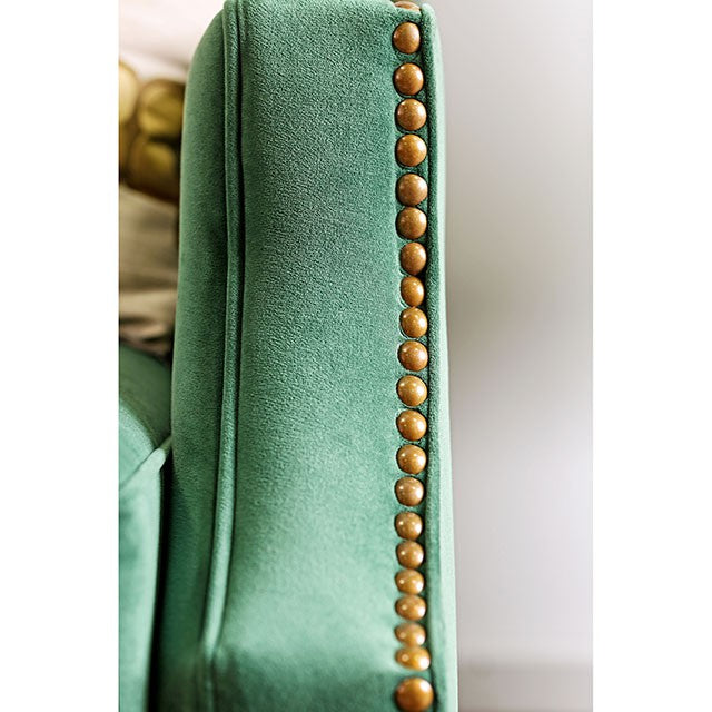 VERDANTE Emerald Green/Gold Sofa - U&U Home Budget Furniture (Carteret, NJ)