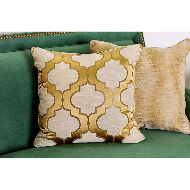 VERDANTE Emerald Green/Gold Sofa - U&U Home Budget Furniture (Carteret, NJ)