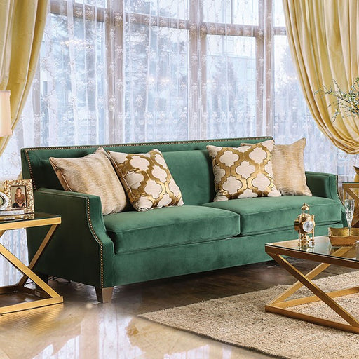 VERDANTE Emerald Green/Gold Sofa - U&U Home Budget Furniture (Carteret, NJ)