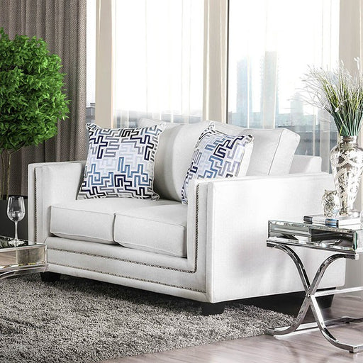 Ilse Off-White/Blue Love Seat - U&U Home Budget Furniture (Carteret, NJ)