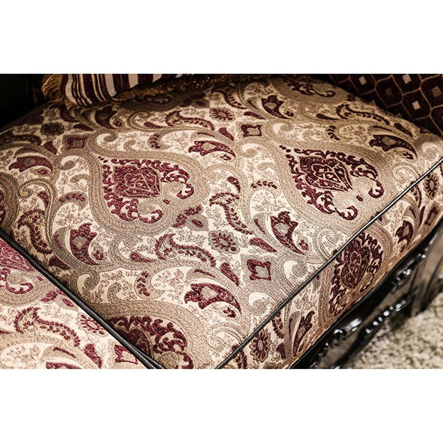 Quirino Burgundy/Dark Brown Sofa - U&U Home Budget Furniture (Carteret, NJ)
