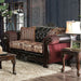 Quirino Burgundy/Dark Brown Love Seat - U&U Home Budget Furniture (Carteret, NJ)