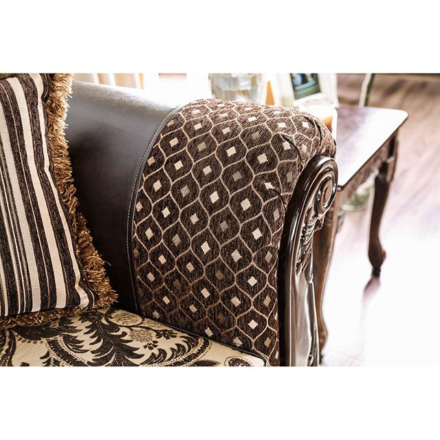 Quirino Light Brown/Dark Brown Sofa - U&U Home Budget Furniture (Carteret, NJ)