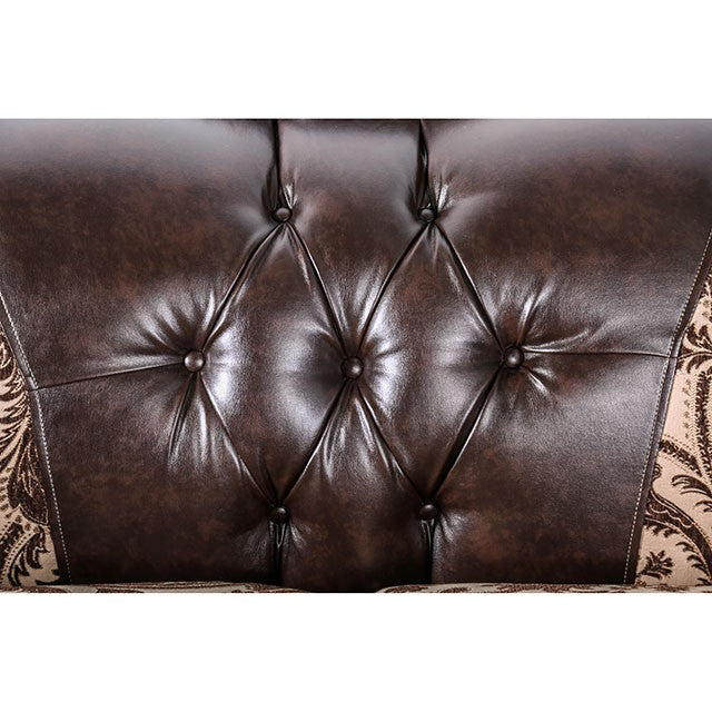 Quirino Light Brown/Dark Brown Sofa - U&U Home Budget Furniture (Carteret, NJ)