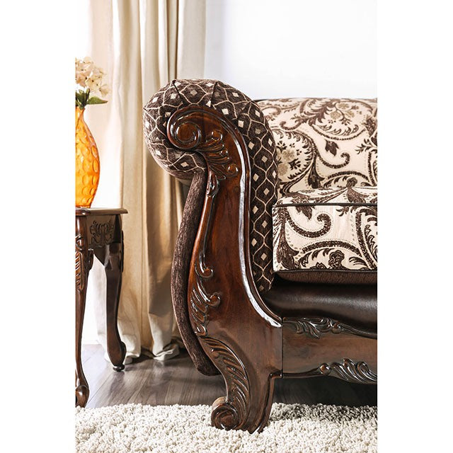 Quirino Light Brown/Dark Brown Sofa - U&U Home Budget Furniture (Carteret, NJ)