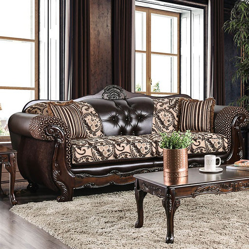 Quirino Light Brown/Dark Brown Sofa - U&U Home Budget Furniture (Carteret, NJ)