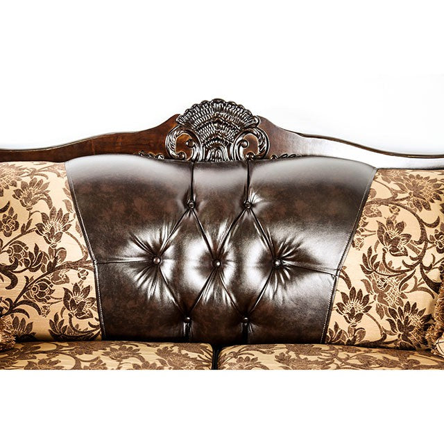 Quirino Tan/Dark Brown Sofa - U&U Home Budget Furniture (Carteret, NJ)