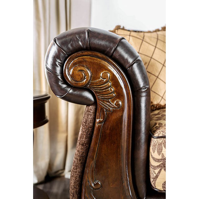 Quirino Tan/Dark Brown Sofa - U&U Home Budget Furniture (Carteret, NJ)