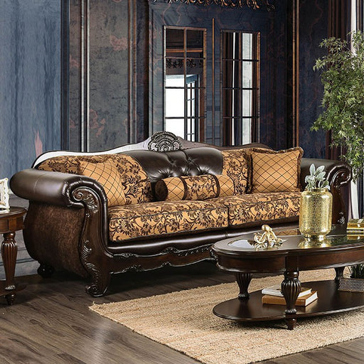 Quirino Tan/Dark Brown Sofa - U&U Home Budget Furniture (Carteret, NJ)