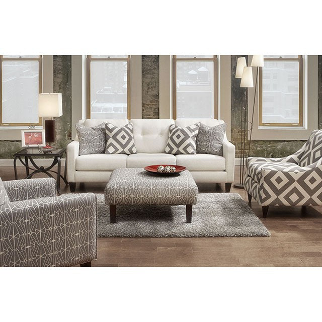 PARKER Gray/Pattern Ottoman - U&U Home Budget Furniture (Carteret, NJ)